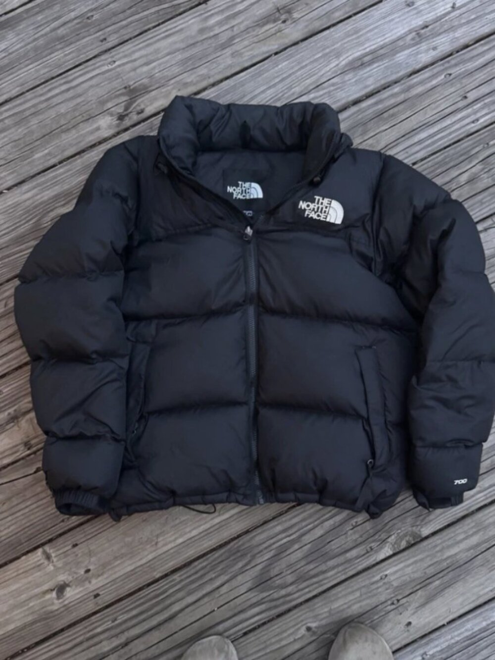 North Face 700 puffer jacket all black size medium mens used condition no stains